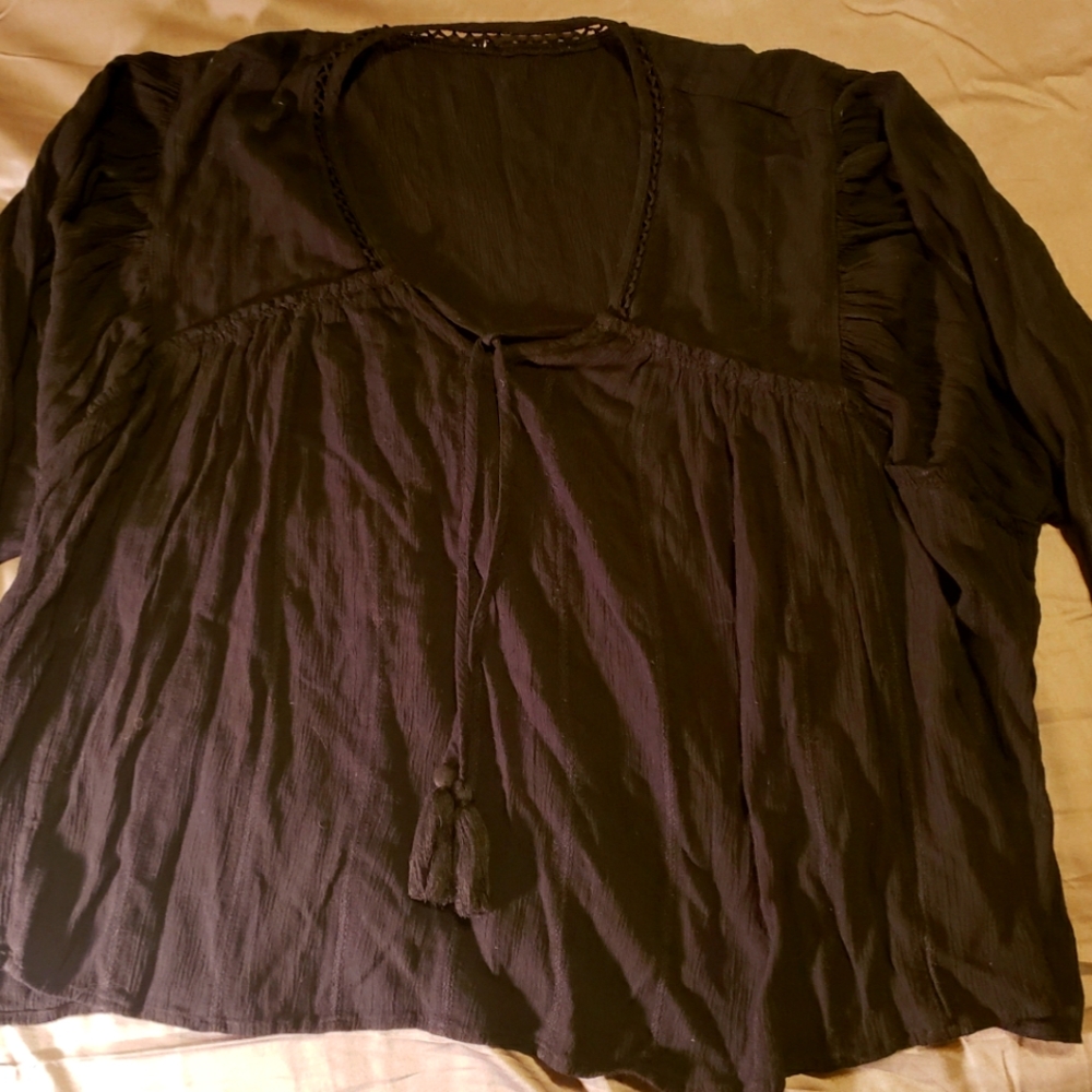American Eagle bohemian black poet shirt size xl